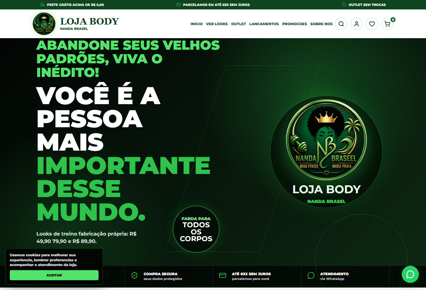 Prévia do site Loja BODY